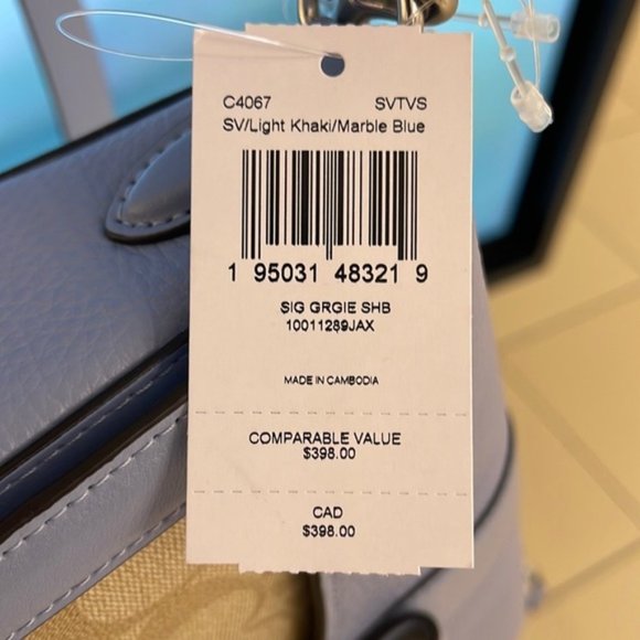 Coach Georgie Shoulder Bag In Signature Canvas Light Khaki / Marble Blue - Picture 10 of 16